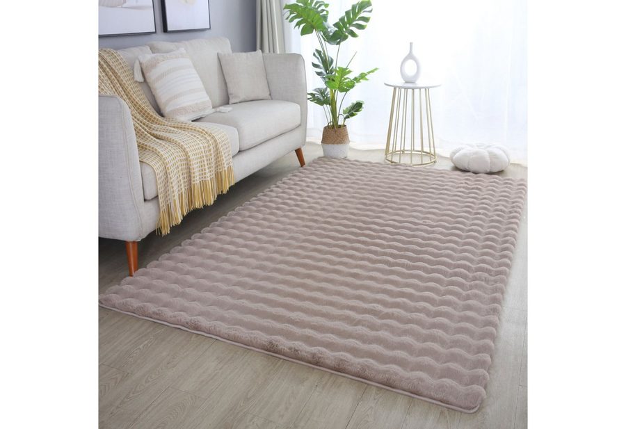 Carpettex Hochflor-Teppich Unicolor - Einfarbig, Läufer, Höhe: 25 mm, Teppich Wohnzimmer Soft Einfarbig 3D Optik flauschig Plüsch Teppich von Carpettex