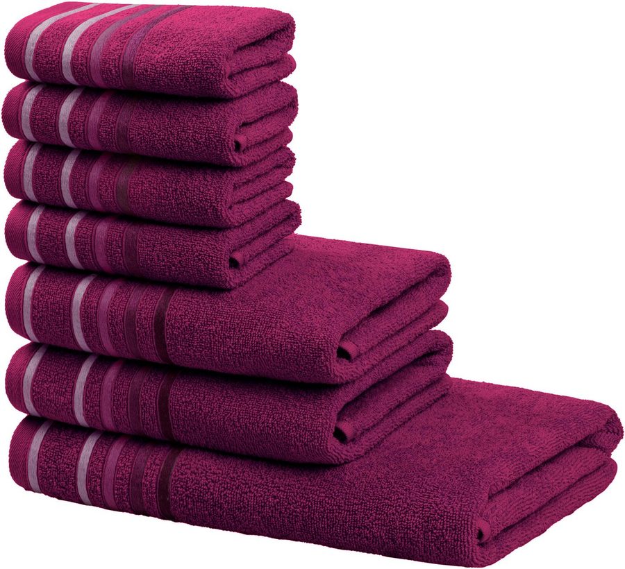 OTTO home Handtuch Set Niki, Duschtuch, Handtücher und Gästetücher, Walkfrottee (Set, 7-St), Handtücher mit mehrfarbiger Streifenbordüre, weich, aus 100% Baumwolle von OTTO home