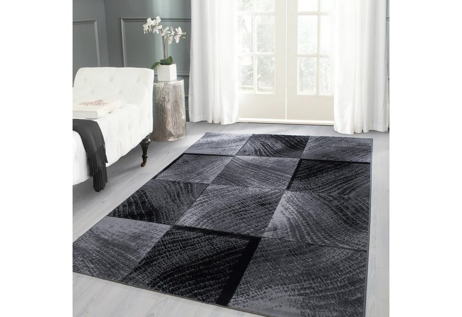 Carpettex Designteppich Kariert Design, Läufer, Höhe: 6 mm, Kurzflor Teppich Wohnzimmer Abstrakt Kariert Design Pflegeleicht von Carpettex