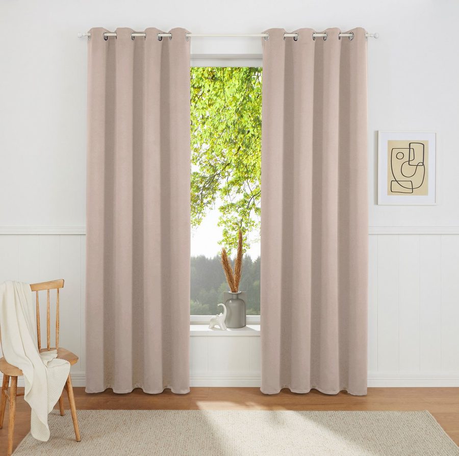 OTTO home Vorhang SOLA mit Ösen, 1er & 2 er Pack, blickdicht/verdunkelnd, Topseller! (2 St), Ösen, verdunkelnd, Polyester, blickdicht, Ösen-Aufhängung, wärmeabweisend, 1er oder 2er Set von OTTO home