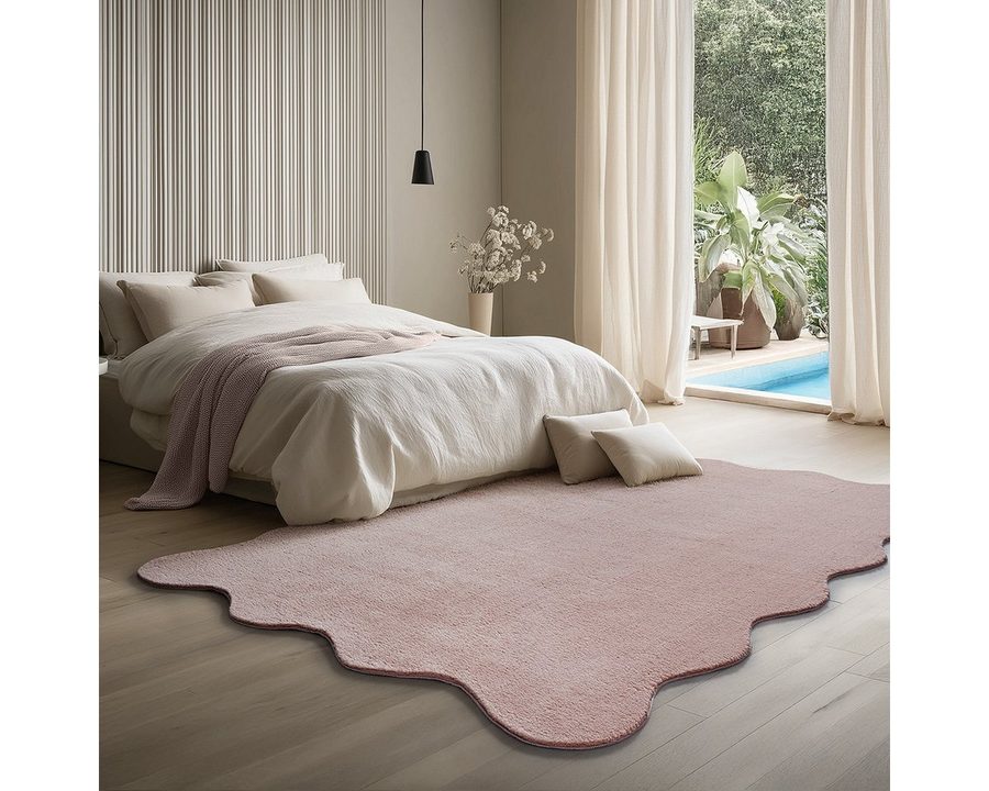 the carpet Teppich kuschelig & Super Soft, Anti-Rutsch Unterseite, wellenförmig, Höhe: 16 mm, Waschbar bis 30 Grad, Felloptik, Wohnzimmer Teppich, Kundenliebling von the carpet