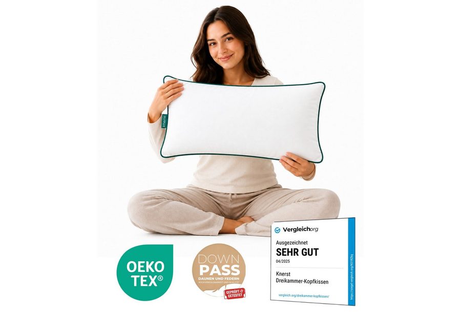 KNERST Kopfkissen Premium-Schlafkissen für Komfort und Qualität, Füllung: FitForm Technologie – 100% Polyester, Seitenschläfer, Bauchschläfer, Rückenschläfer, 40x80 cm, ergonomisches Schlafkissen von KNERST