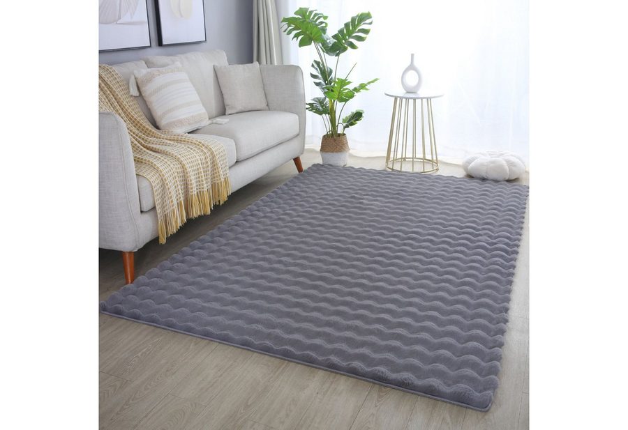 Carpettex Hochflor-Teppich Unicolor - Einfarbig, Läufer, Höhe: 25 mm, Teppich Wohnzimmer Soft Einfarbig 3D Optik flauschig Plüsch Teppich von Carpettex