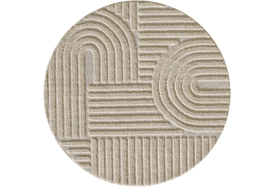 Teppium Teppich Boho-Design, Rund, Höhe: 20 mm, Teppich Wohnzimmer Skandinavisches Boho Teppich Hoch-Tief Effekt von Teppium