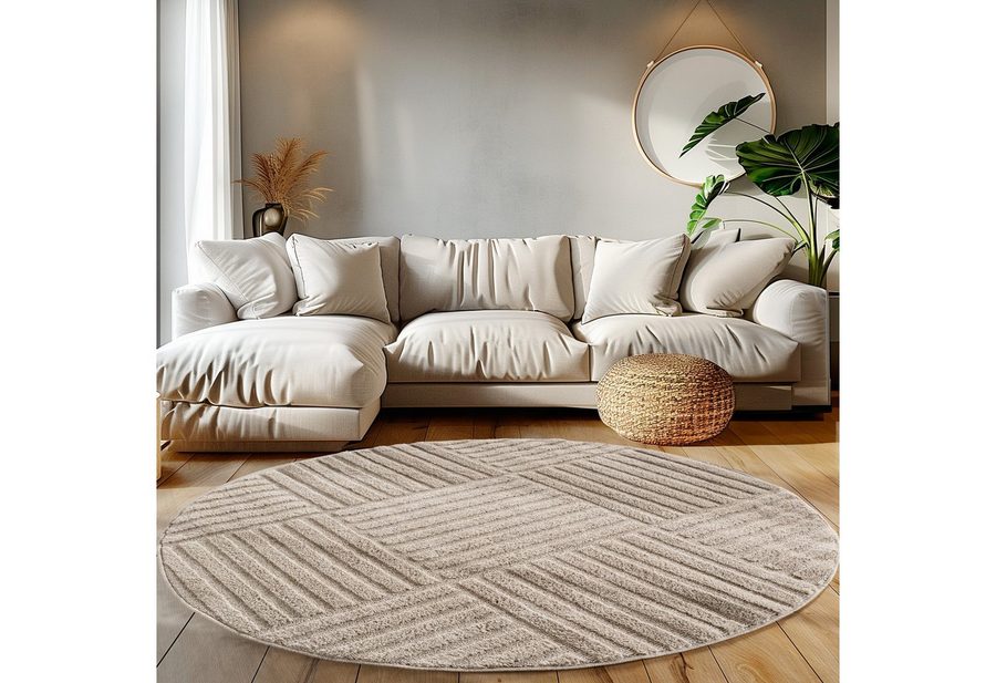 Teppium Teppich Boho-Design, Rund, Höhe: 20 mm, Teppich Wohnzimmer Boho Design 3D Optik Skandinavische Stil von Teppium