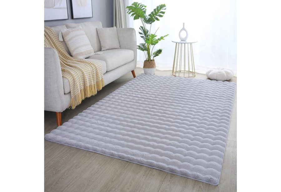 Carpettex Hochflor-Teppich Unicolor - Einfarbig, Läufer, Höhe: 25 mm, Teppich Wohnzimmer Soft Einfarbig 3D Optik flauschig Plüsch Teppich von Carpettex
