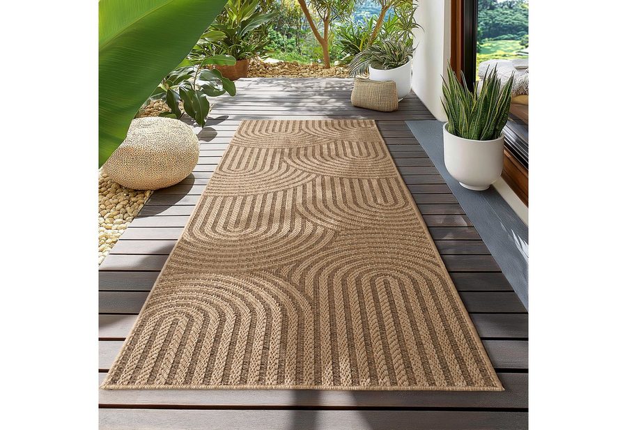 Teppium Teppich Natürlicher Jute-Optik Outdoor-Stil, Rechteckig, Höhe: 5 mm, Indoor Outdoor Teppich Wetterfest 3D Optik Wohnzimmer Küchen Terrasse von Teppium