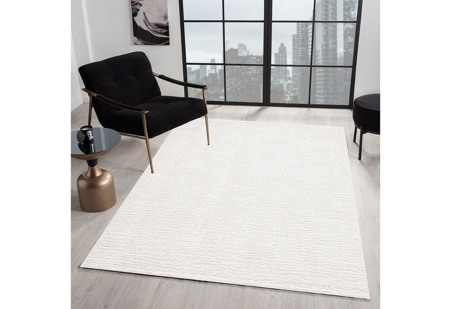 Vimoda Teppich Hoch-Tief Effekt, Gestreifte 3D Muster, Rechteckig, Höhe: 11 mm, Teppich Stein Effekt, uni, Wohnzimmer, Schlafzimmer von VIMODA