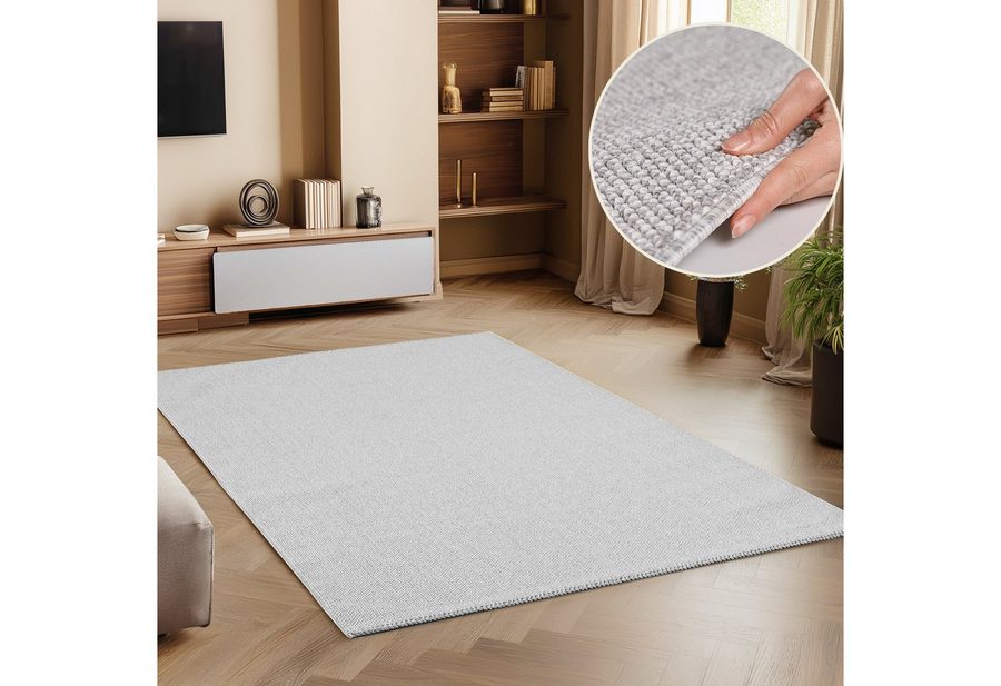 SIMPEX24 Teppich Unicolor, Rechteckig, Höhe: 7 mm, Schlingenteppich Schlafzimmer Einfarbig Meliert Design von SIMPEX24
