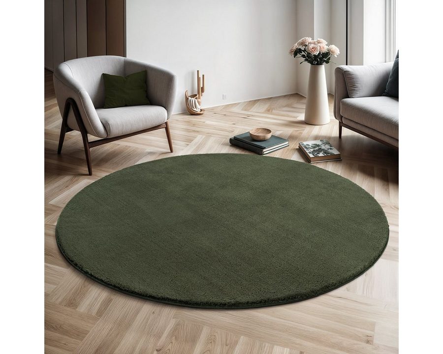 the carpet Teppich kuschelig & Super Soft, Anti-Rutsch Unterseite, rund, Höhe: 16 mm, Waschbar bis 30 Grad, Felloptik, Wohnzimmer Teppich, Kundenliebling von the carpet