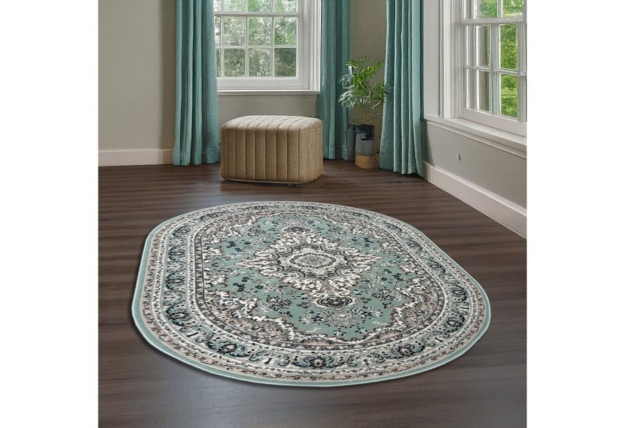 OTTO home Teppich Oriental, Made in Belgium, oval, Höhe: 7 mm, Orient-Optik, mit Bordüre, Teppich, Kurzflor, Weich, Kundenliebling von OTTO home