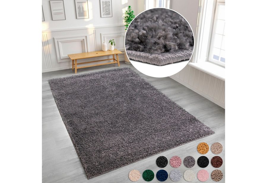 OTTO home Hochflor-Teppich Aviv, in Standard- und Premium-Qualität, 30 mm oder 45 mm Höhe, rechteckig, Uni Farben, einfarbig, weich, kuschelig, Läufer, Kundenliebling von OTTO home