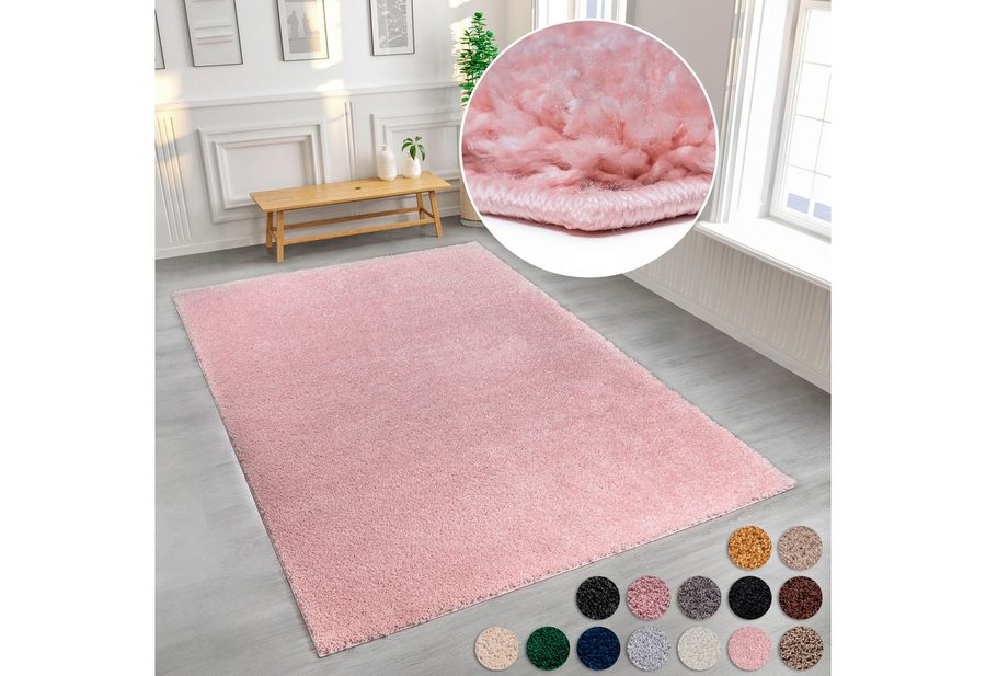 OTTO home Hochflor-Teppich Aviv, in Standard- und Premium-Qualität, 30 mm oder 45 mm Höhe, rechteckig, Uni Farben, einfarbig, weich, kuschelig, Läufer, Kundenliebling von OTTO home