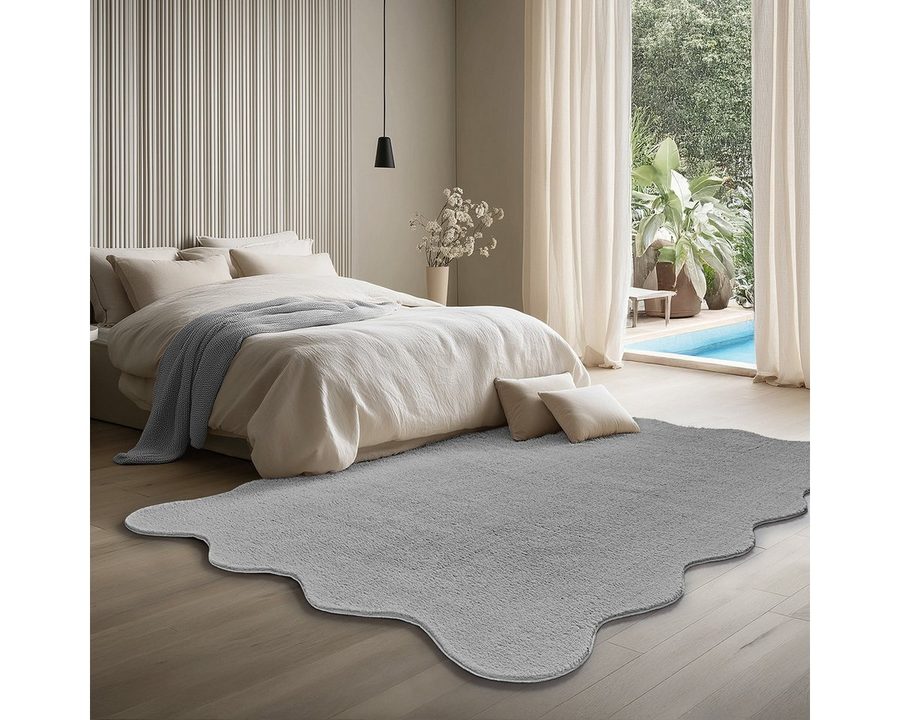 the carpet Teppich kuschelig & Super Soft, Anti-Rutsch Unterseite, wellenförmig, Höhe: 16 mm, Waschbar bis 30 Grad, Felloptik, Wohnzimmer Teppich, Kundenliebling von the carpet
