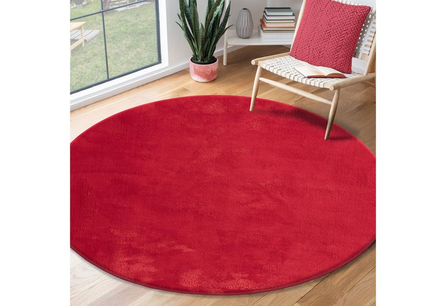the carpet Teppich kuschelig & Super Soft, Anti-Rutsch Unterseite, rund, Höhe: 16 mm, Waschbar bis 30 Grad, Felloptik, Wohnzimmer Teppich, Kundenliebling von the carpet