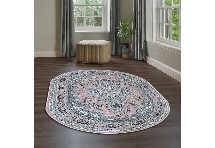 OTTO home Teppich Oriental, Made in Belgium, oval, Höhe: 7 mm, Orient-Optik, mit Bordüre, Teppich, Kurzflor, Weich, Kundenliebling von OTTO home