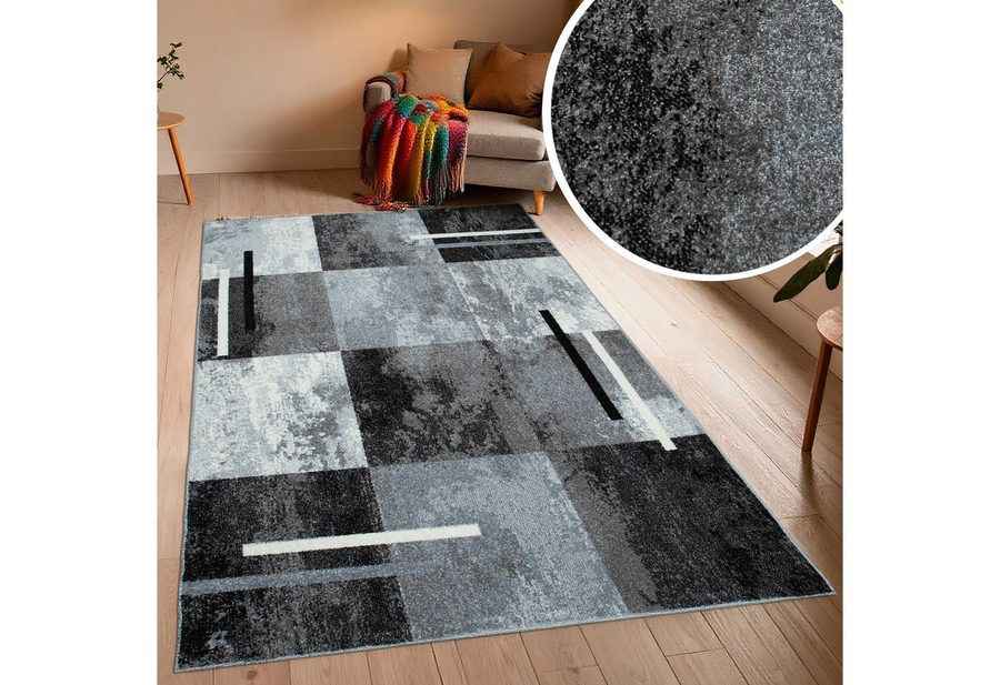 OTTO home Teppich Cube, Karo Muster mit 3D-Design, rechteckig, Höhe: 9 mm, Kasten, geometrisch, Patchwork, Wohnzimmer, Schlafzimmer von OTTO home