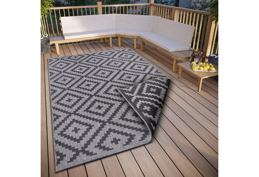 OTTO home Teppich Ronda Wendeteppich, rechteckig, Höhe: 5 mm, Sisal-Optik, Flachgewebe, In- und Outdoor, geometrisches Boho Design von OTTO home