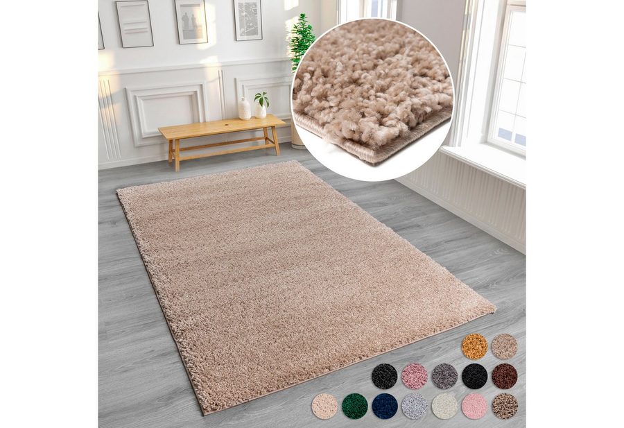 OTTO home Hochflor-Teppich Aviv, in Standard- und Premium-Qualität, 30 mm oder 45 mm Höhe, rechteckig, Uni Farben, einfarbig, weich, kuschelig, Läufer, Kundenliebling von OTTO home