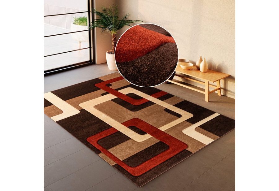 OTTO home Teppich Maxim, rechteckig, Höhe: 13 mm, Hoch-Tief-Effekt, Kurzflor, 3D-Design, Kundenliebling von OTTO home