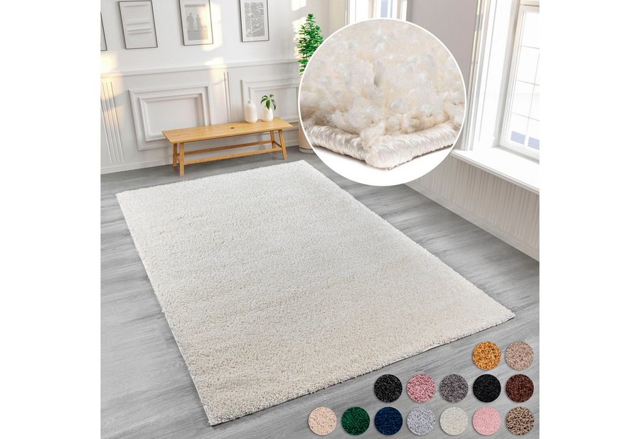 OTTO home Hochflor-Teppich Aviv, in Standard- und Premium-Qualität, 30 mm oder 45 mm Höhe, rechteckig, Uni Farben, einfarbig, weich, kuschelig, Läufer, Kundenliebling von OTTO home