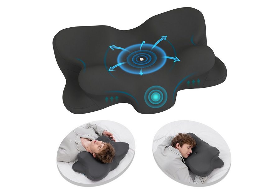 CHICASA Kopfkissen Nackenstützkissen aus 55D Memory Foam, HWS-stützend, OEKO-TEX®, Maße: 65 × 41 × 12/8 cm (zwei Höhen), 5-Zonen-Stützsystem, 100 % Memory-Schaum, Nackenstützkissen, 4D-Luftzirkulationsstruktur, schnarchreduzierend von CHICASA
