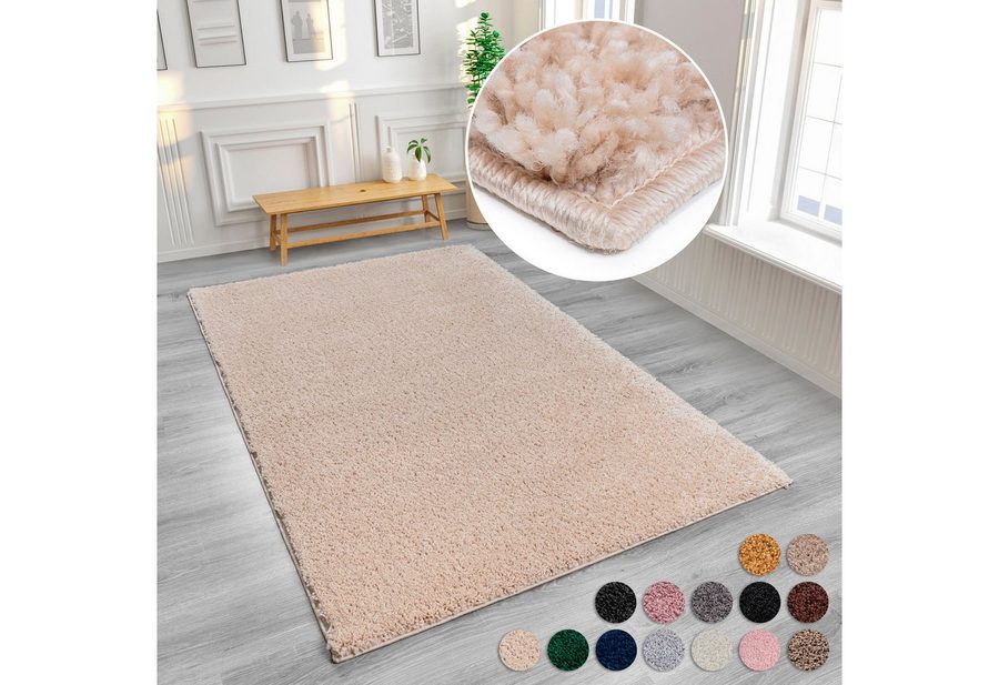 OTTO home Hochflor-Teppich Aviv, in Standard- und Premium-Qualität, 30 mm oder 45 mm Höhe, rechteckig, Uni Farben, einfarbig, weich, kuschelig, Läufer, Kundenliebling von OTTO home