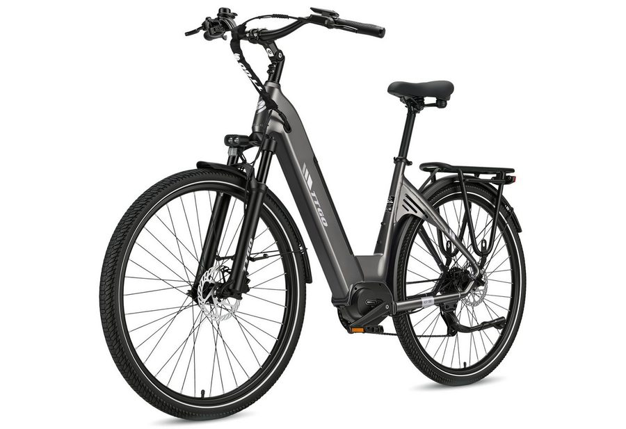 TTGO E-Bike Cityrad 28 Zoll, 75Nm Mittelmotor, 650Wh bis zu 140km, Lockout-Federgabel, 9 Gang Shimano, Kettenschaltung, Mittelmotor, 650 Wh, (Pedelec, Farb-LCD-Display, Hydr. Scheibenbremse, Tiefeinstieg), C7 SE, Drehmomentsensor, Elektrofahrrad für Damen und Herren