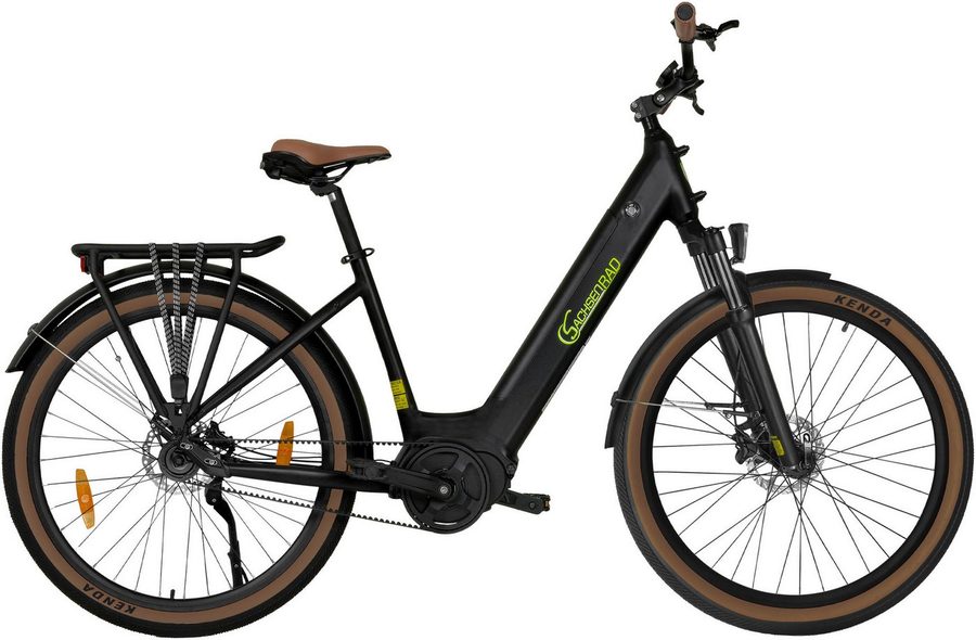 SachsenRAD E-Bike Cityrad C5R, 1 Gang Shimano keine Schaltwerk, ohne Schaltung, Mittelmotor, 470 Wh, TFT Farb-LCD-Display, Fahrmodus Pedelec,  LED-Frontlicht, Alarmanlage