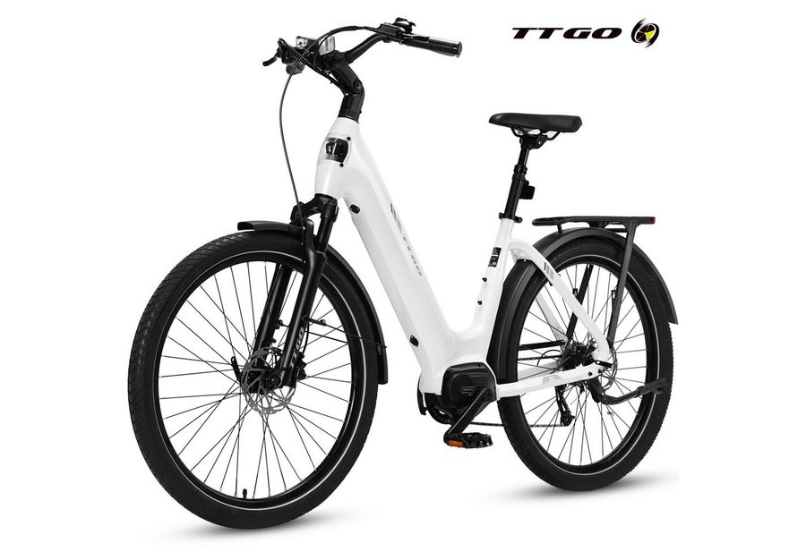 TTGO E-Bike Cityrad 28 Zoll, SUV, 75Nm Mittelmotor, 130km, Z5, für Damen und Herren, 9 Gang SHIMANO, Kettenschaltung, Mittelmotor, 648 Wh, 5 Stufen, Drehmomentsensor, Federsattelstütze, Elektrofahrrad, Pedelec