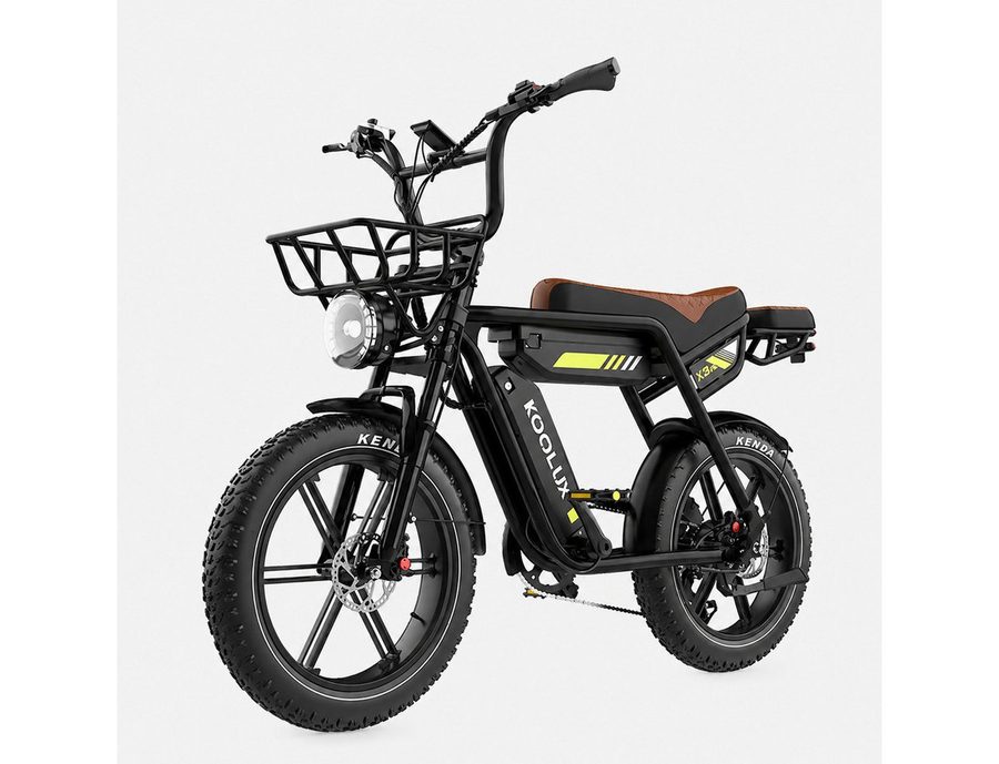 PixelPilot E-Bike Mountainbike X9 Pro 20 Zoll Fatbike mit 48V 31,2Ah Doppelakku, Heckmotor, 1497,6 Wh, 20x4.0 Reifen, Frontkorb, Gepäckträger, BMS, IP54