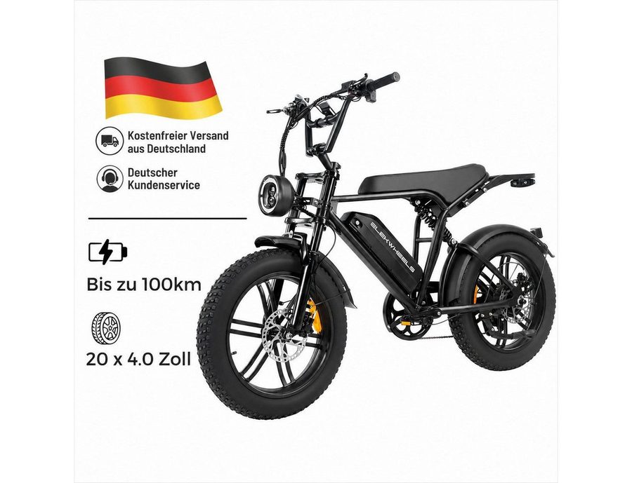 PixelPilot E-Bike Cityrad E6 3.0 Elektrofahrrad 48V 15Ah 7-Gang 20"x4.0 Fatbike mit LCD, Heckmotor, 720 Wh, (Packung)
