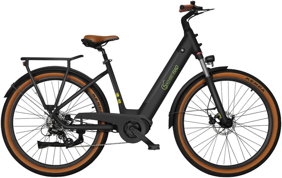 SachsenRAD E-Bike Cityrad C5 mit Diebstahlsicherung, 7 Gang Shimano 7SP TOURNEY TY300 Schaltwerk, Kettenschaltung, Mittelmotor, 470 Wh, (Tiefeinsteiger), TFT Farb-LCD-Display, Fahrmodus Pedelec,  LED-Frontlicht, Alarmanlage
