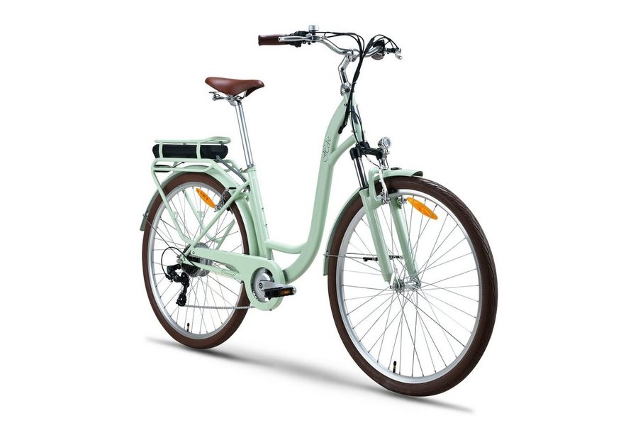 VECOCRAFT E-Bike Cityrad HEBE 25 km/h e bike damen, 7 Gang Shimano, Kettenschaltung, Heckmotor, 360 Wh