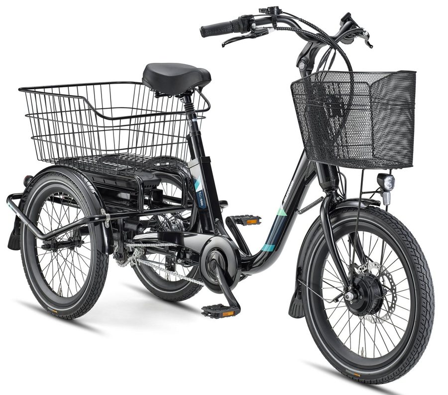 Telefunken E-Bike Dreirad TC550, 3 Gang Shimano Nexus Schaltwerk, Nabenschaltung, Frontmotor, 536,5 Wh, tiefer Einstieg, Pedelec, inkl. Einkaufskorb