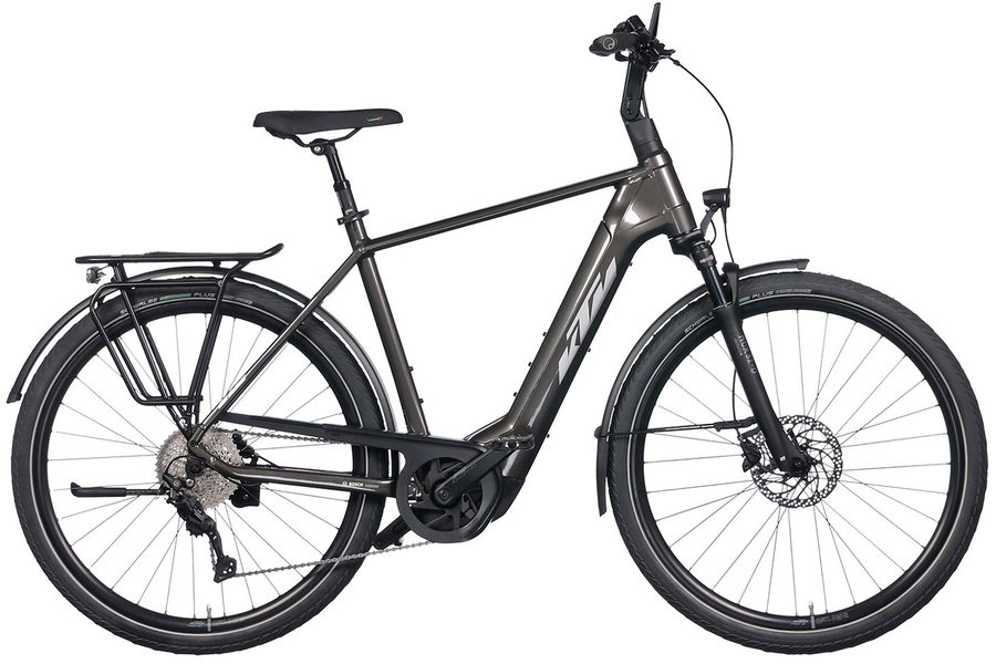 KTM E-Bike KTM Macina Style 740 750 Wh Herren grau 2025, 10 Gang Shimano Deore M4120-10 SGS shadow, Kettenschaltung, Bosch Performance Line CX smart System