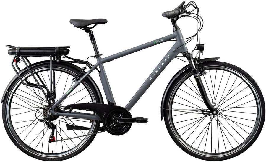 Zündapp E-Bike Trekkingrad Z802 Herren, 21 Gang Shimano Tourney Schaltwerk, Kettenschaltung, Heckmotor, 536 Wh, Pedelec, Elektrofahrrad für Herren