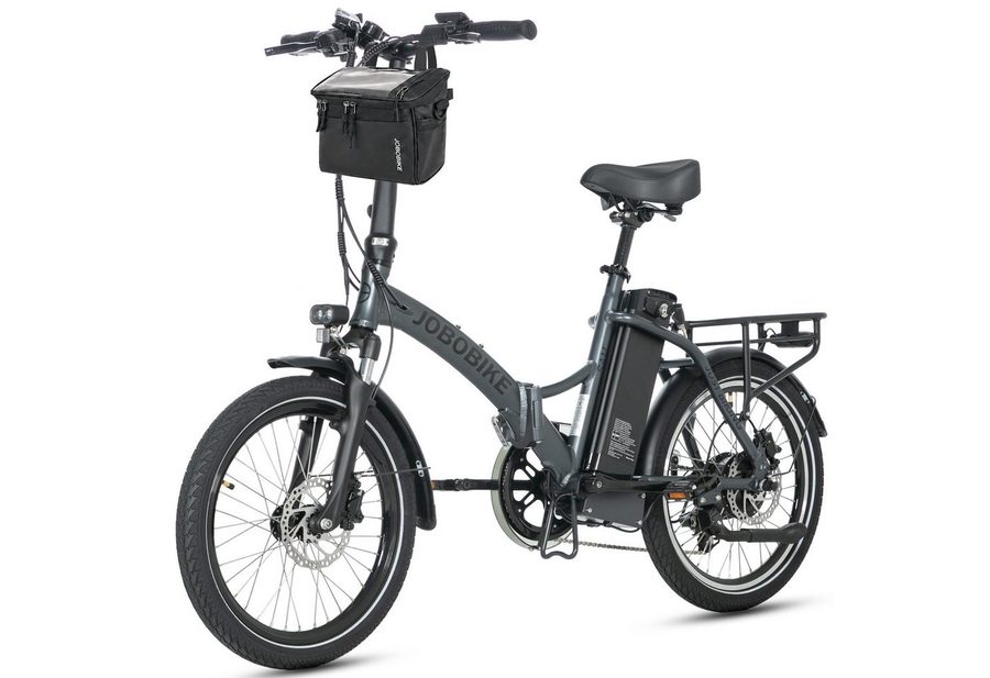 JOBOBIKE E-Bike Klapprad 20 Zoll Faltrad, Cityrad, Pedelec, 60-110km, für Damen und Herren, 7 Gang Shimano, Kettenschaltung, Heckmotor, 468 Wh, (mit Sattelrohr-Akku, mit Tiefeinsteiger-Rahmen, 5 Stufen), Faltrahmen, Federgabel,nur ca. 23kg, Elektrofahrrad mit Gepäckträger