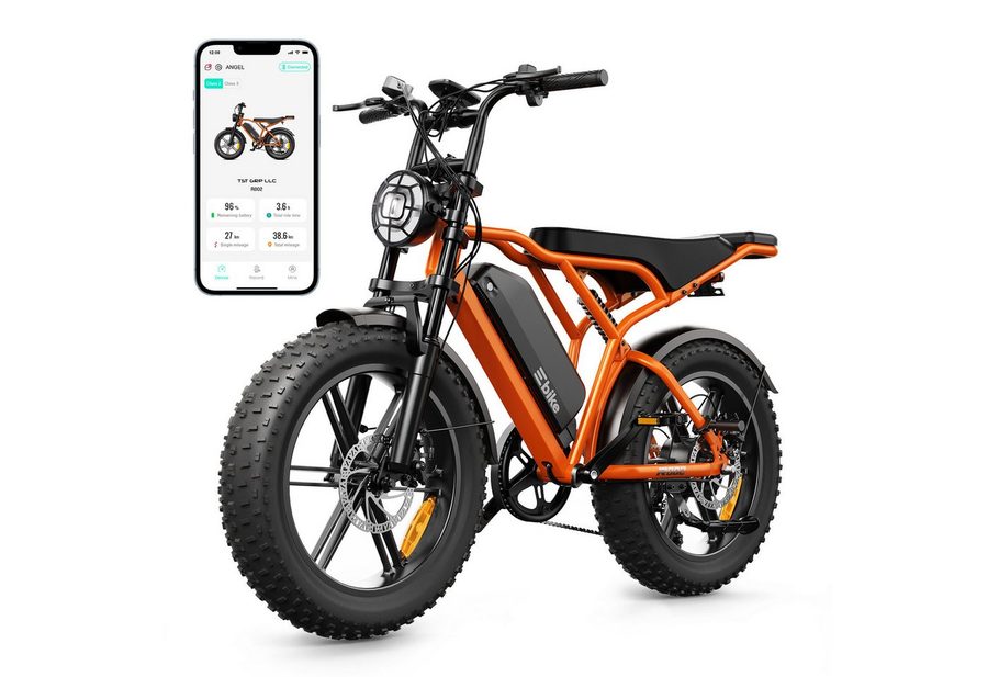 SISIGAD E-Bike Mountainbike 20'' Fat Tire 250W Motor, 48V 15Ah, herausnehmbarem Akku, fatbike, APP, Shimano, Heckmotor, 720 Wh, 7-Gang-Schaltung, 4 Fahrmodi, LCD-Display,Vollfederung,leistungsstark