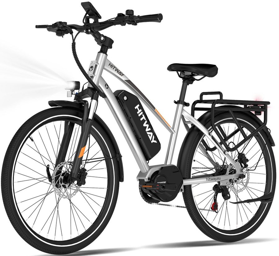 HITWAY E-Bike Trekkingrad 27,5 Zoll E-Bike Mittelmotor, Reichweite bis 150-180 km, 7 Gang shimano shimano Schaltwerk, Kettenschaltung, Mittelmotor, 468 Wh, Drehmomentsensor, Hydraulischbremsen, Federgabel mit Lockout, Alu