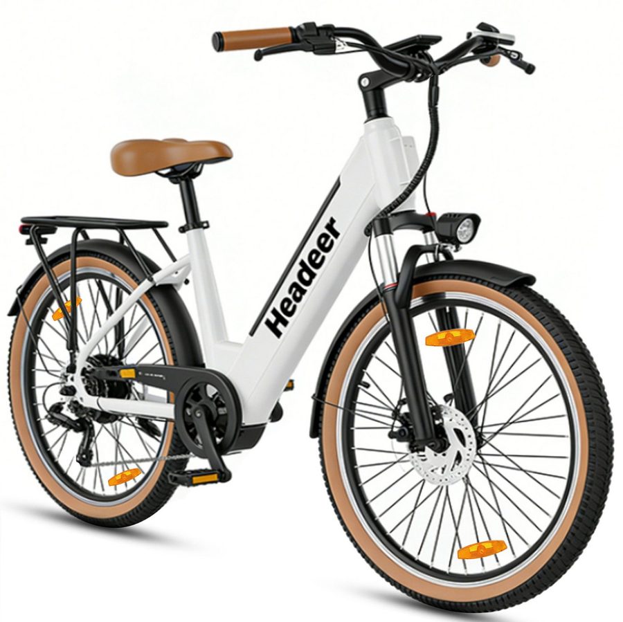 WHEELYOU E-Bike Cityrad Herren u. Damen E-Citybike 26 Zoll 250W 648Wh 120km Tiefeinsteiger, Kettenschaltung, Heckmotor, 648 Wh, (Beleuchtungsset mit Batterieladegerät, Batterieschlüssel, Werkzeug), 52 Nm Heckmotor Shimano 7-Gang Federgabel mech. Scheibenbremse