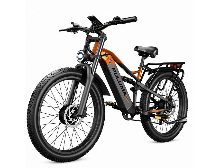 PixelPilot E-Bike Cityrad 26 Zoll Fully Fatbike mit 20Ah Akku, Shimano 7-Gang, DNM Dämpfung pro, 7 Gang, (Packung)