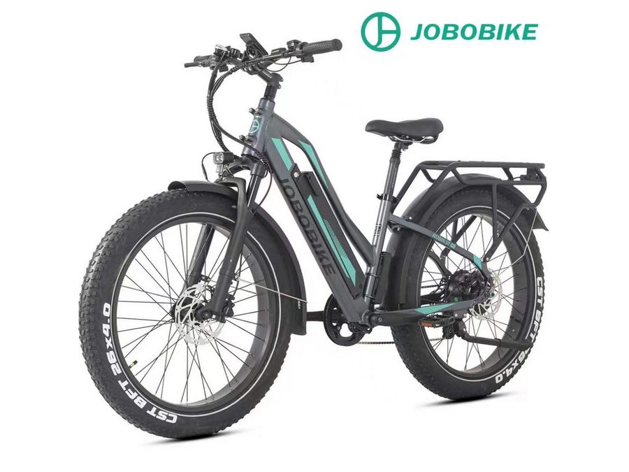 JOBOBIKE E-Bike Mountainbike 26x4 Zoll, 180km, 80Nm, Gefederte Sattelstütze & Bremslicht & Blinker, 7 Gang Shimano, Kettenschaltung, Heckmotor, 840 Wh, (LCD-Farbdisplay, für Asphalt, Schotter und Gelände, Aluminiumrahmen), 5 Stufen, Fatbike, MTB, Elektrofahrrad für Damen und Herren