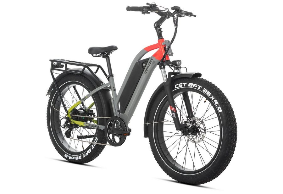 JOBOBIKE E-Bike Mountainbike 26 Zoll, Fatbike, MTB, max. 180km, Bremslicht- und Blinkerfunktion, 7 Gang Shimano, Kettenschaltung, Heckmotor, 960 Wh, (für Stadtverkehr, Touren und All-Terrain-Einsätze, Aluminiumrahmen), Kepler, 960Wh, hydr. Scheibenbremsen, Elektrofahrrad für Damen Herren