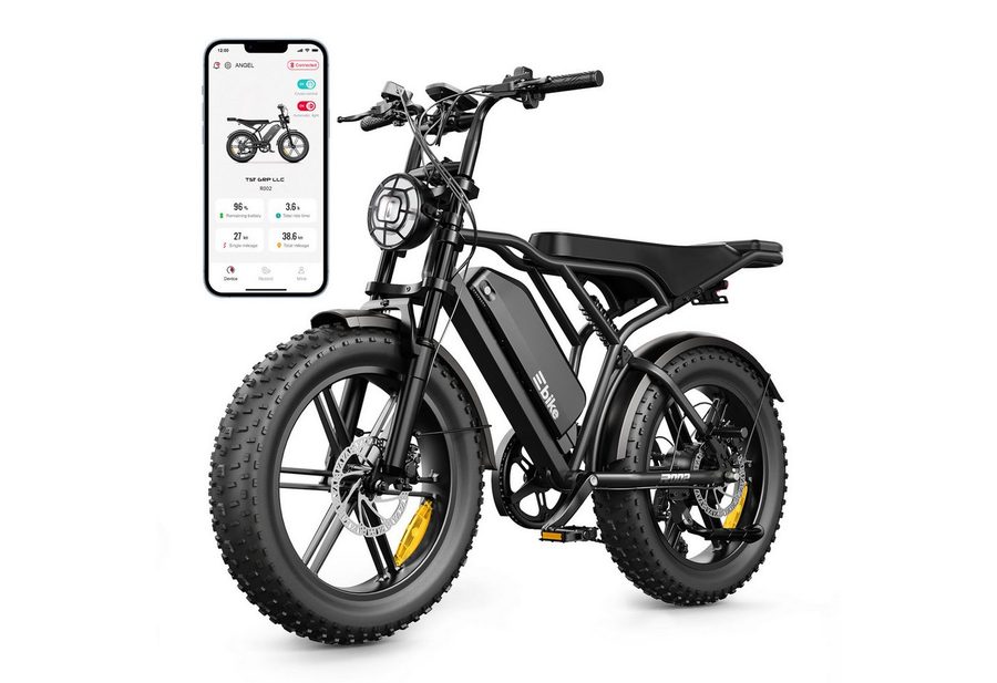 SISIGAD E-Bike Mountainbike 20'' Fat Tire 250W Motor, 48V 15Ah, herausnehmbarem Akku, fatbike, APP, Shimano, Heckmotor, 720 Wh, 7-Gang-Schaltung, 4 Fahrmodi, LCD-Display,Vollfederung,leistungsstark