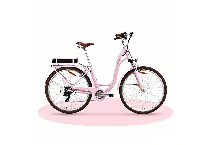 VECOCRAFT E-Bike Cityrad 28’’ Elektrofahrrad 36V 10Ah 80mm Federgabel 40Nm HEBE Ebike Damen, 7 Gang, Heckmotor, 360 Wh, Pedelec Citybike für Damen und Herren