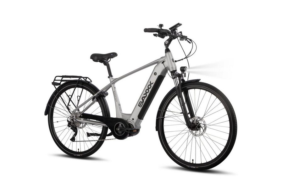SAXXX E-Bike Trekkingrad QSD Touren-Pedelec 28 Zoll mit Komfortausstattung, 10 Gang SHIMANO Deore Schaltwerk, Kettenschaltung, Mittelmotor, 540 Wh, (mit entnehmbarem, Akku mit Akku-Schlüssel, mit Gepäckträger), 65–110 km Reichweite, 130 kg Gesamtgewicht