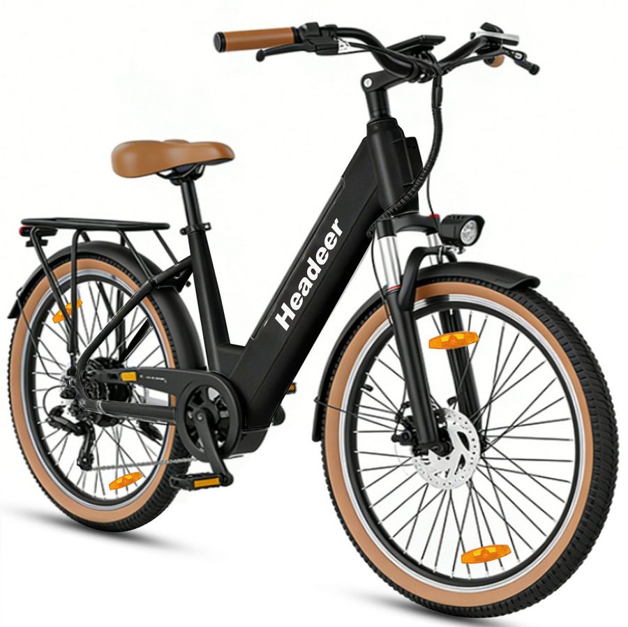 WHEELYOU E-Bike Cityrad Herren u. Damen E-Citybike 26 Zoll 250W 648Wh 120km Tiefeinsteiger, Kettenschaltung, Heckmotor, 648 Wh, (Beleuchtungsset mit Batterieladegerät, Batterieschlüssel, Werkzeug), 52 Nm Heckmotor Shimano 7-Gang Federgabel mech. Scheibenbremse