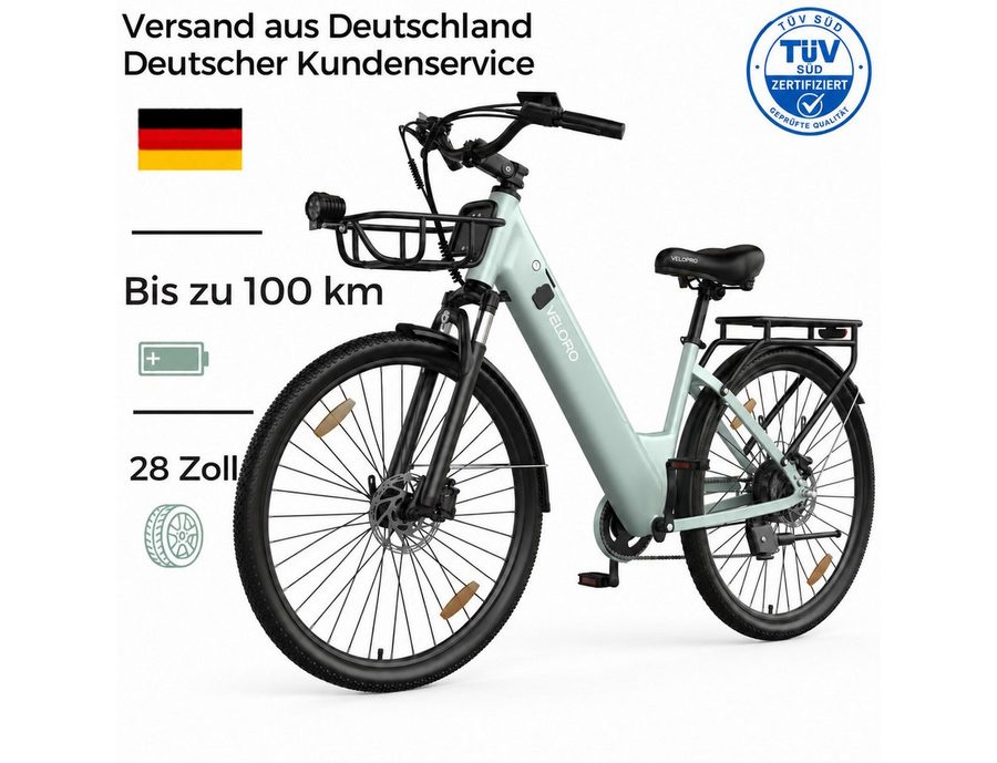 PIXAR E-Bike Cityrad Pedelec 28 Zoll 36V 18Ah bis 100 km Shimano 7 Gang, 7 Gang, Heckmotor, 648 Wh, Bürstenloser Motor, Bürstenloser Motor