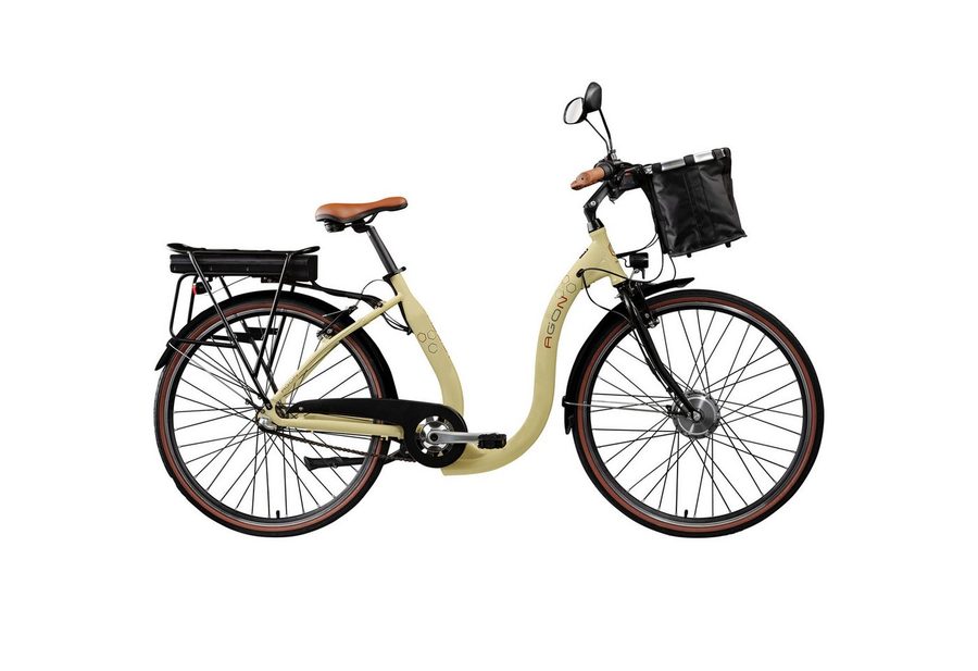 AGON E-Bike Cityrad Assist, 3 Gang, Nabenschaltung, Frontmotor, 374 Wh, tiefer Einstieg